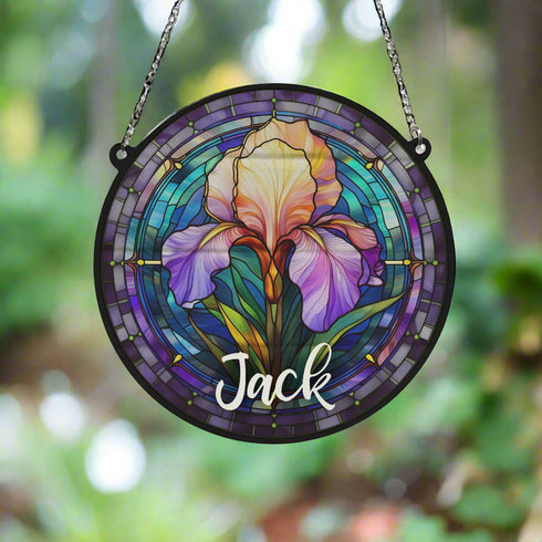 Iris Personalised Stained Glass Effect Suncatcher